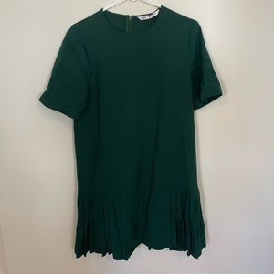 Zara green mini shift dress with accordion detail